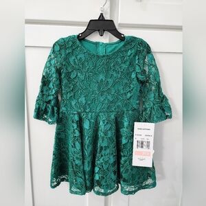 NWT Rare Editions Green Lace Girls Dress